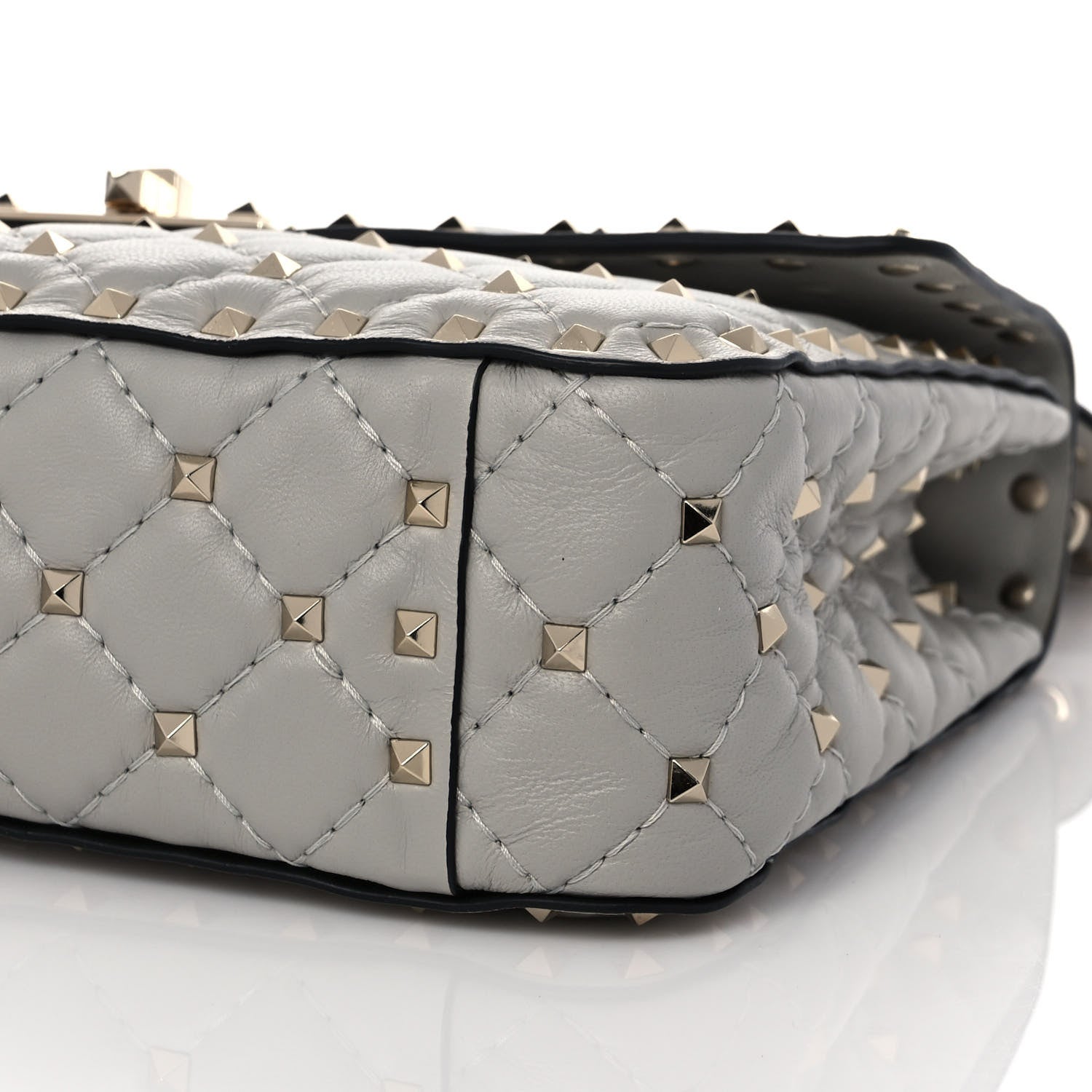 Valentino Garavani Nappa Medium Rockstud Spike Shoulder Bag Opal Grey 8 of 10