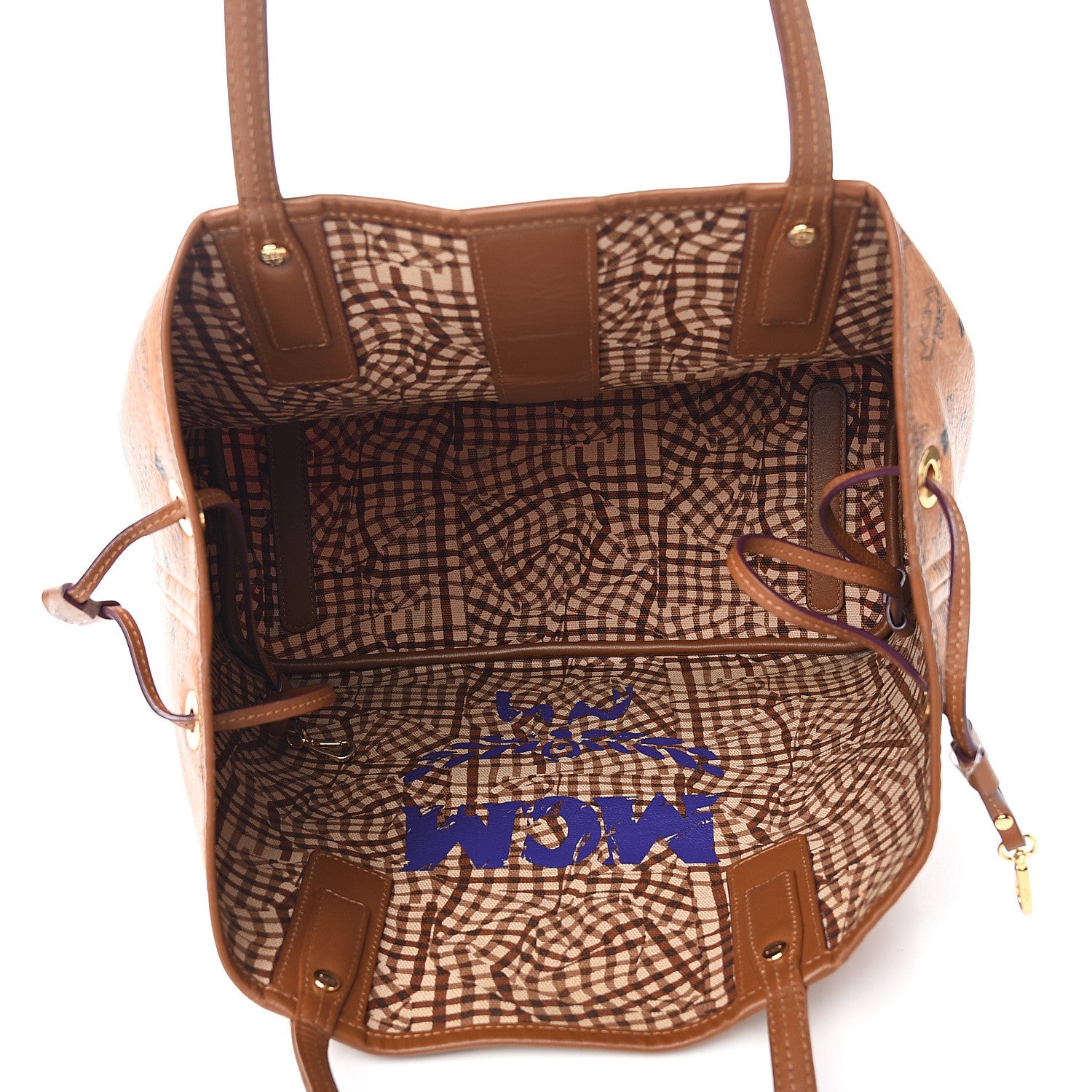 MCM Visetos Medium Liz Reversible Shopper Tote Cognac 7 of 14