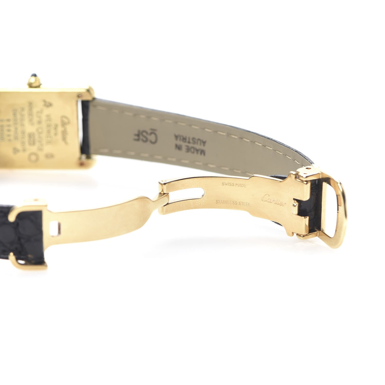 Cartier Sterling Silver Vermeil Alligator 20mm Must de Cartier Tank Quartz Watch Grey 9 of 9