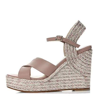 Jimmy Choo Nappa Dellena 100 Espadrille Wedges 36 Ballet Pink 1 of 8
