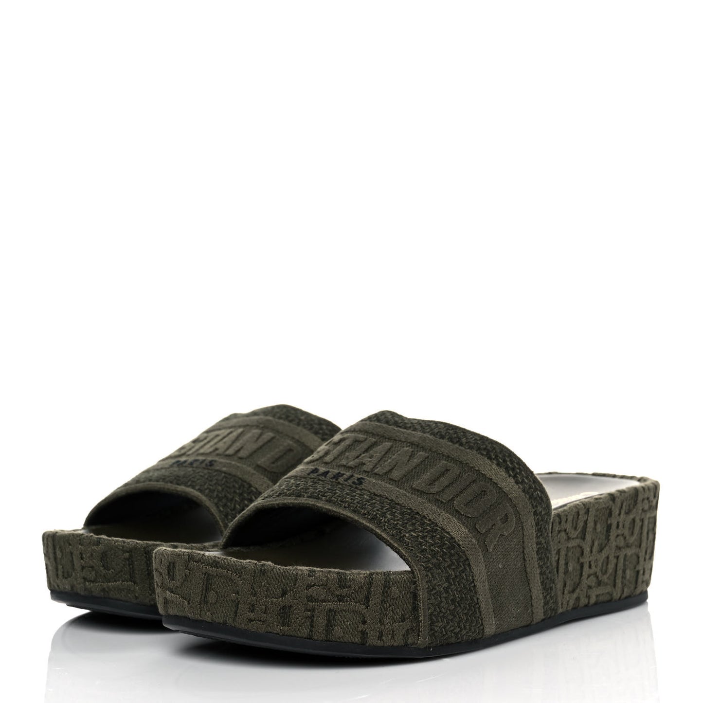 Oblique D-Way Platform Slide Sandals 39 Kaki