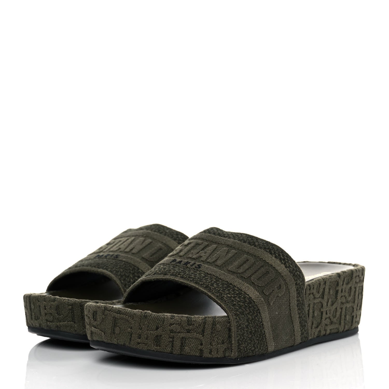 Christian Dior Oblique D-Way Platform Slide Sandals 39 Kaki 3 of 9