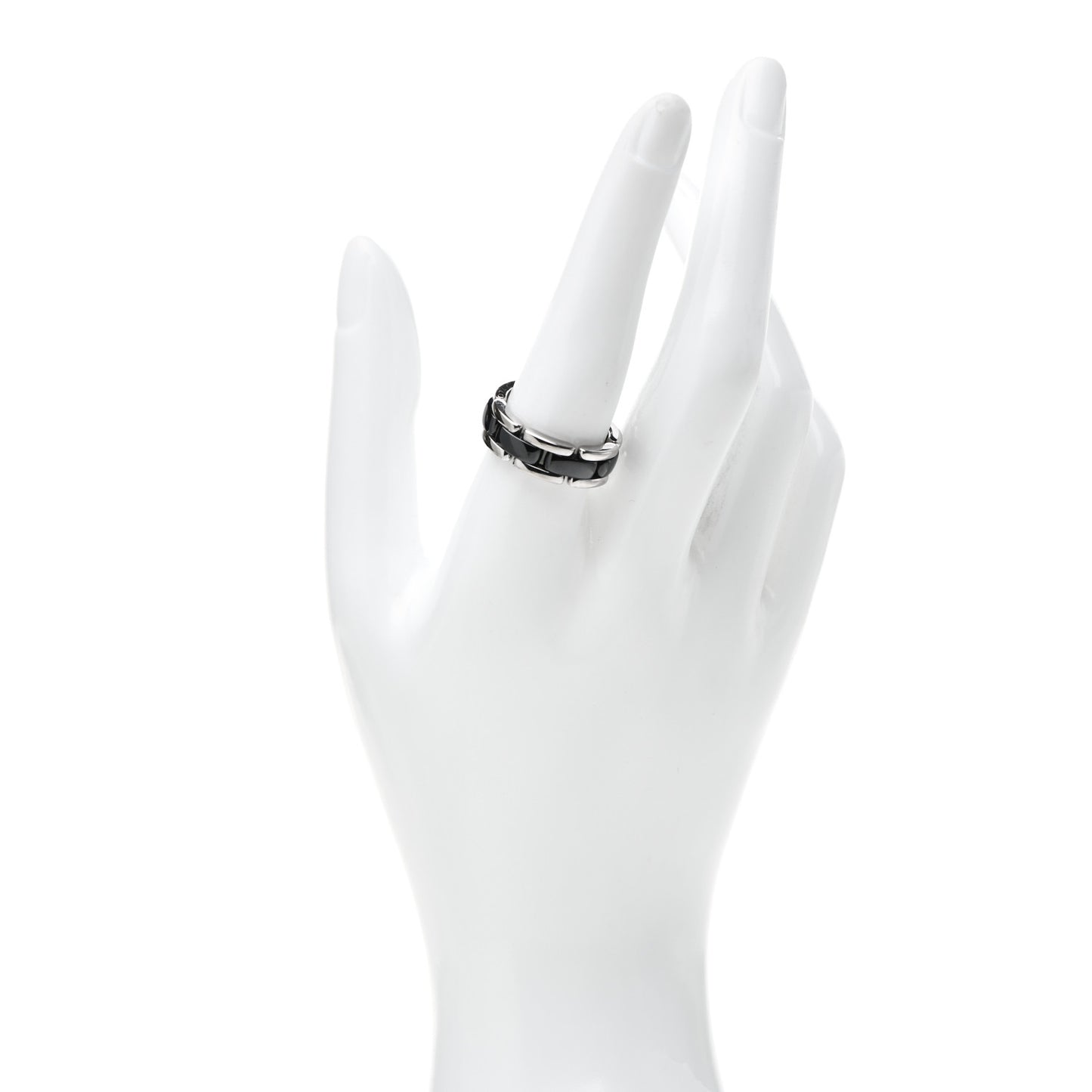 18K White Gold Black Ceramic Medium Ultra Ring 56 7.5