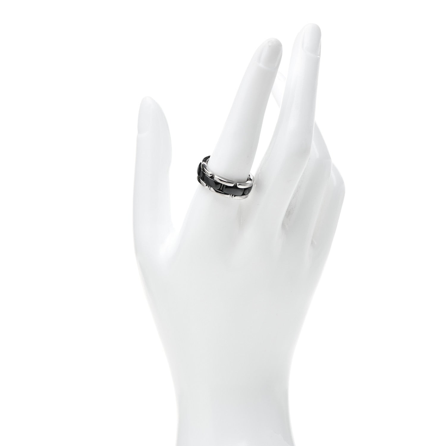 Chanel 18K White Gold Black Ceramic Medium Ultra Ring 56 7.5 2 of 4