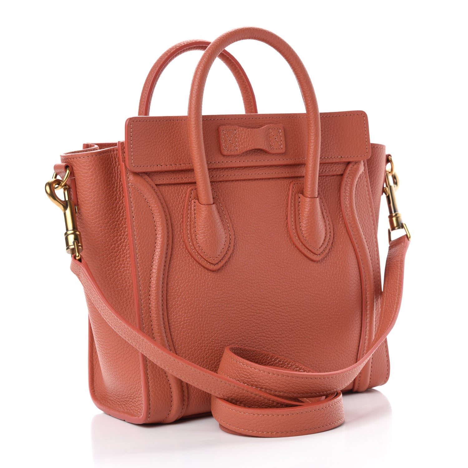 Celine Drummed Calfskin Nano Luggage Lychee 3 of 10