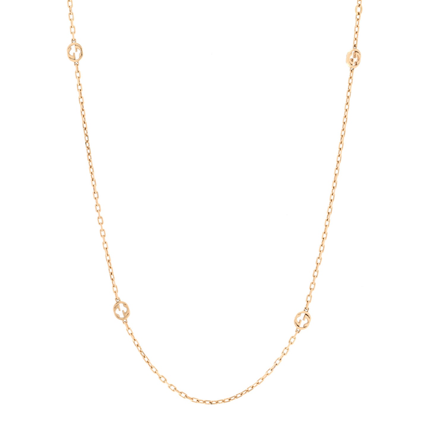 18K Yellow Gold Running GG Station Necklace