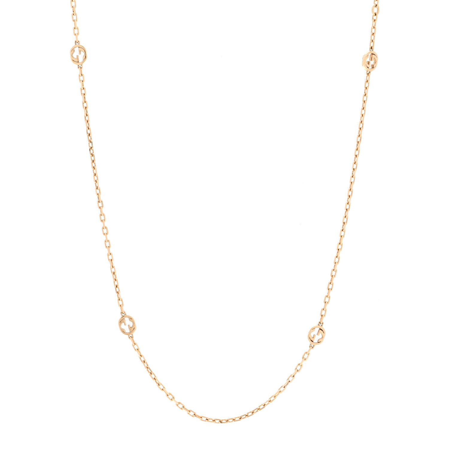 Gucci 18K Yellow Gold Running GG Station Necklace 1 of 7