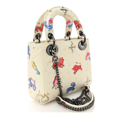 Christian Dior Calfskin Pixel Zodiac Mini Lady Dior White Multicolor 3 of 10