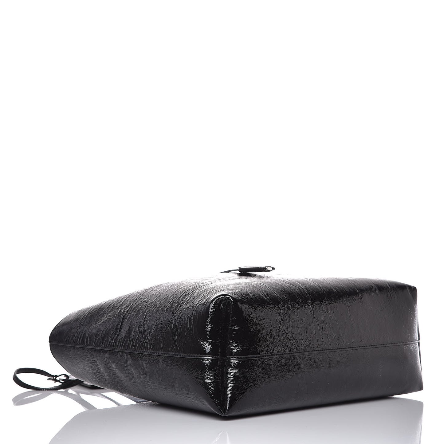 Textured Patent Large Shopping Tote Black