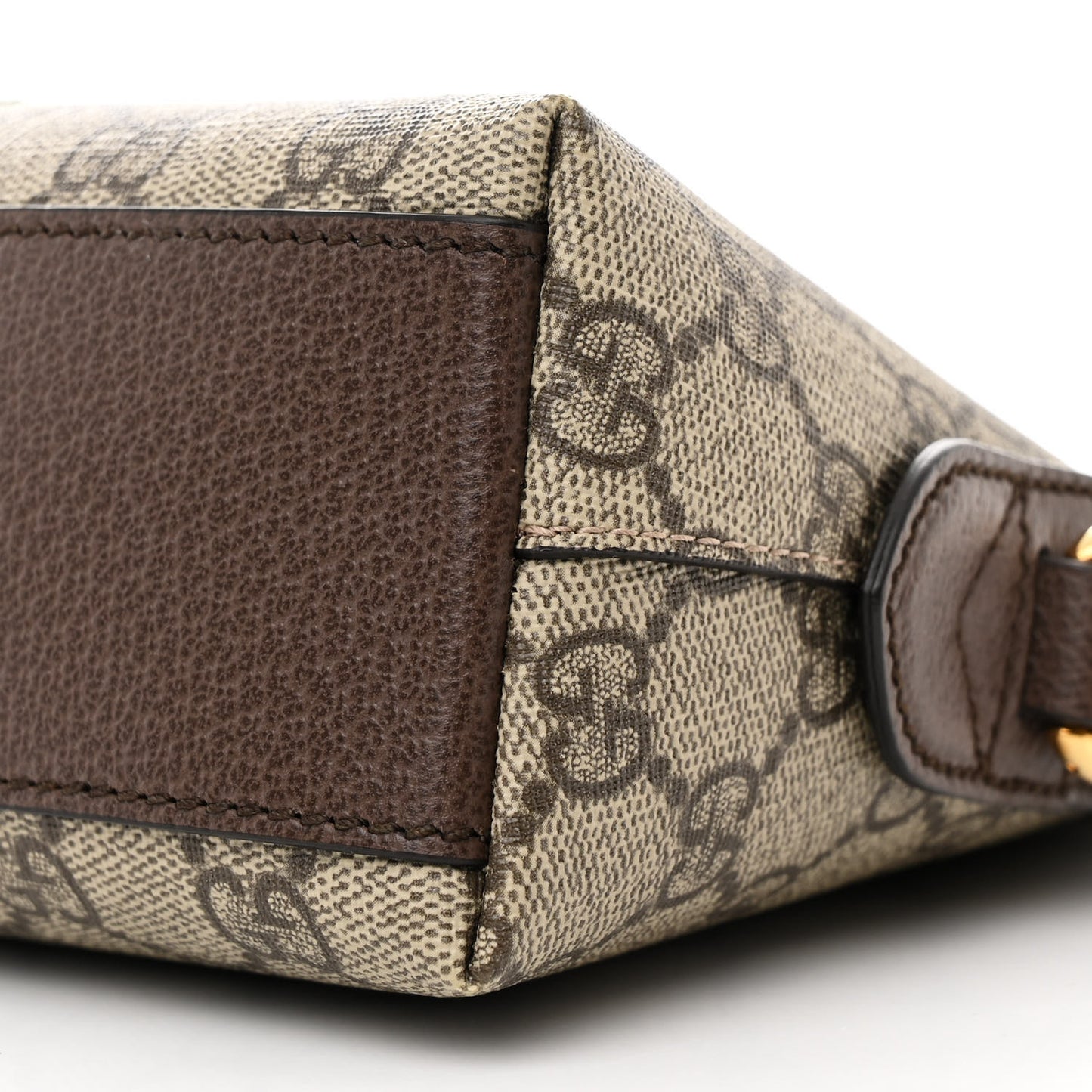GG Supreme Monogram Textured Dollar Calfskin Web Small Ophidia Dome Shoulder Bag Beige Ebony New Acero
