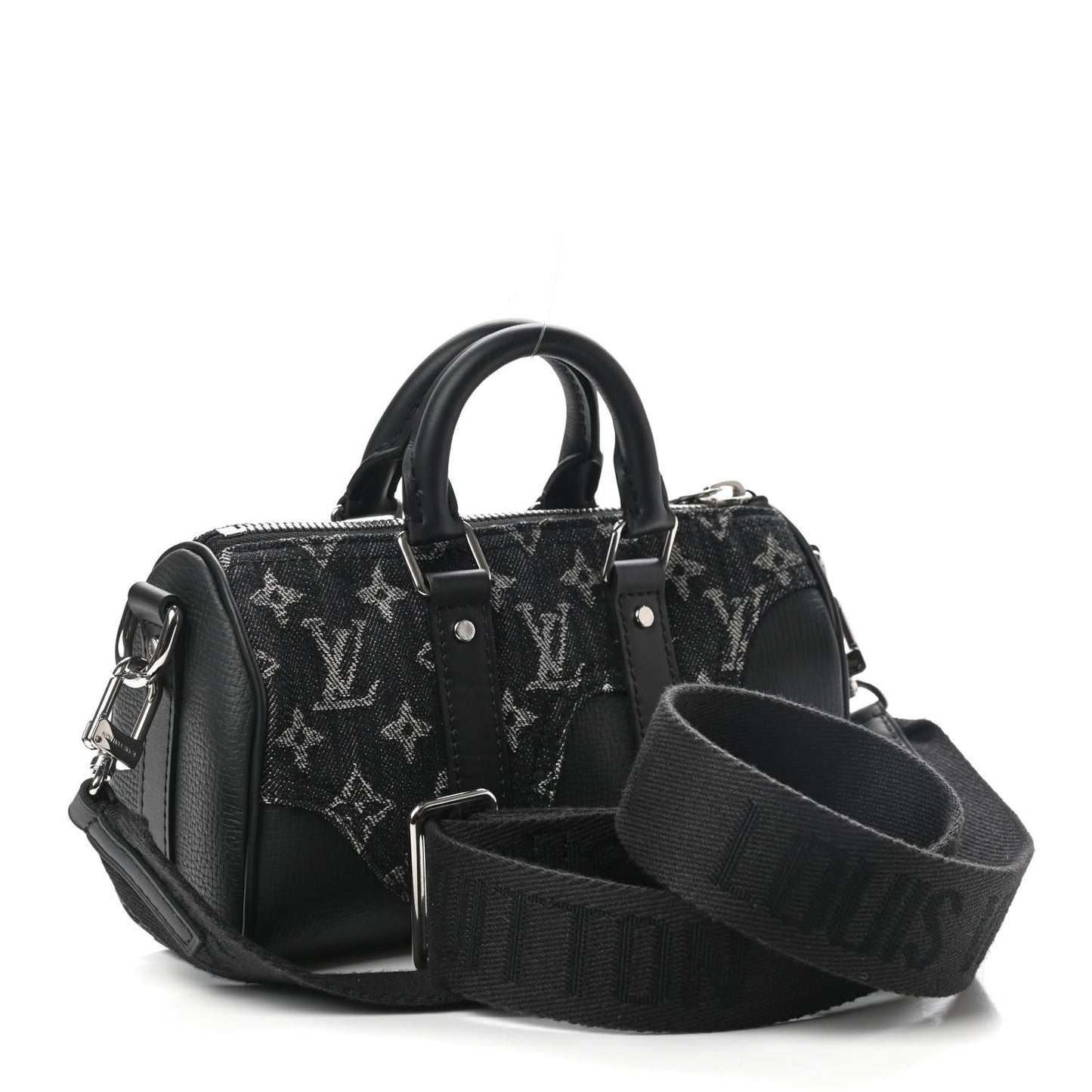 X NIGO Taurillon Monogram Denim Drip Keepall XS Black