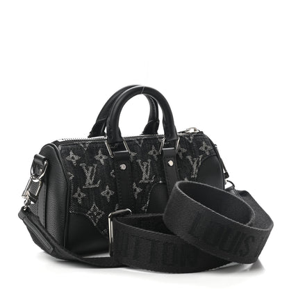 Louis Vuitton X NIGO Taurillon Monogram Denim Drip Keepall XS Black 3 of 8