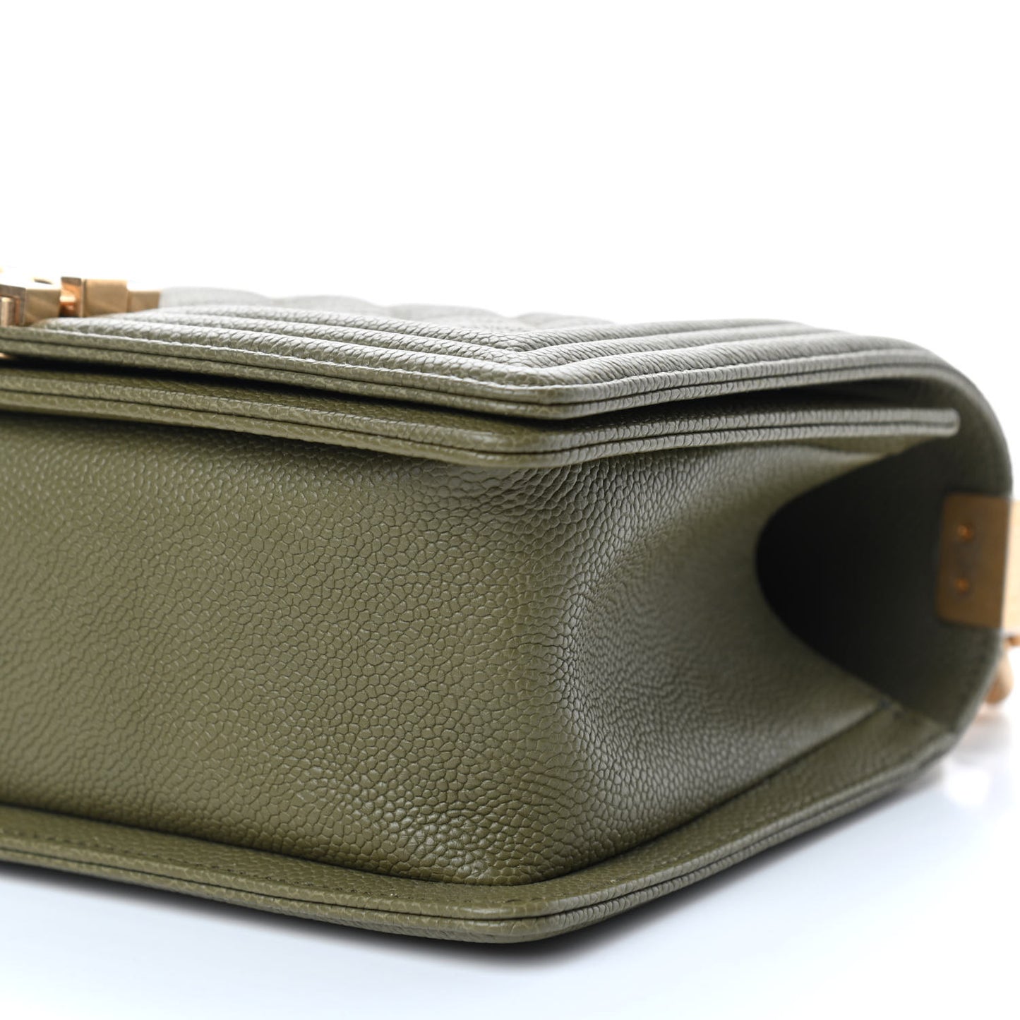 Caviar Quilted Medium Boy Flap Khaki