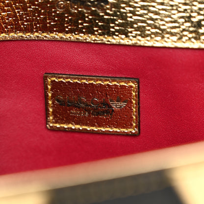 Gucci X ADIDAS Textured Dollar Calfskin Web Trefoil Horsebit 1955 Shoulder Bag King Gold Black 6 of 12