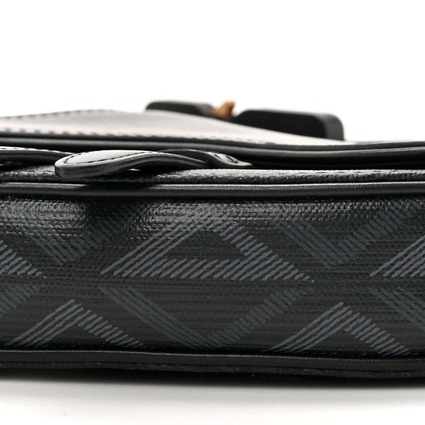 Coated Canvas CD Diamond Printed Mens Mini Saddle Bag Black