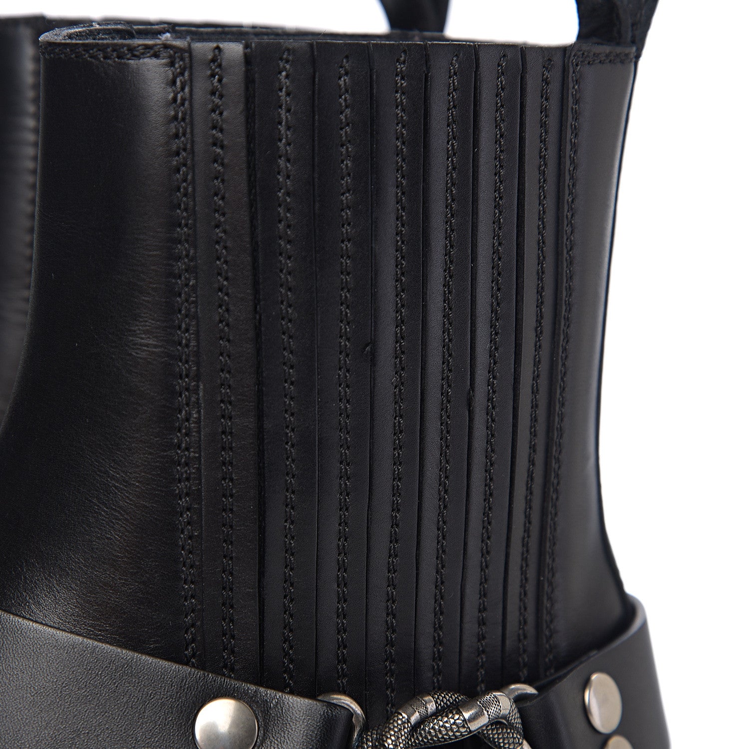 Gucci Calfskin Mens Harness Ankle Boots 8.5 Black 8 of 9