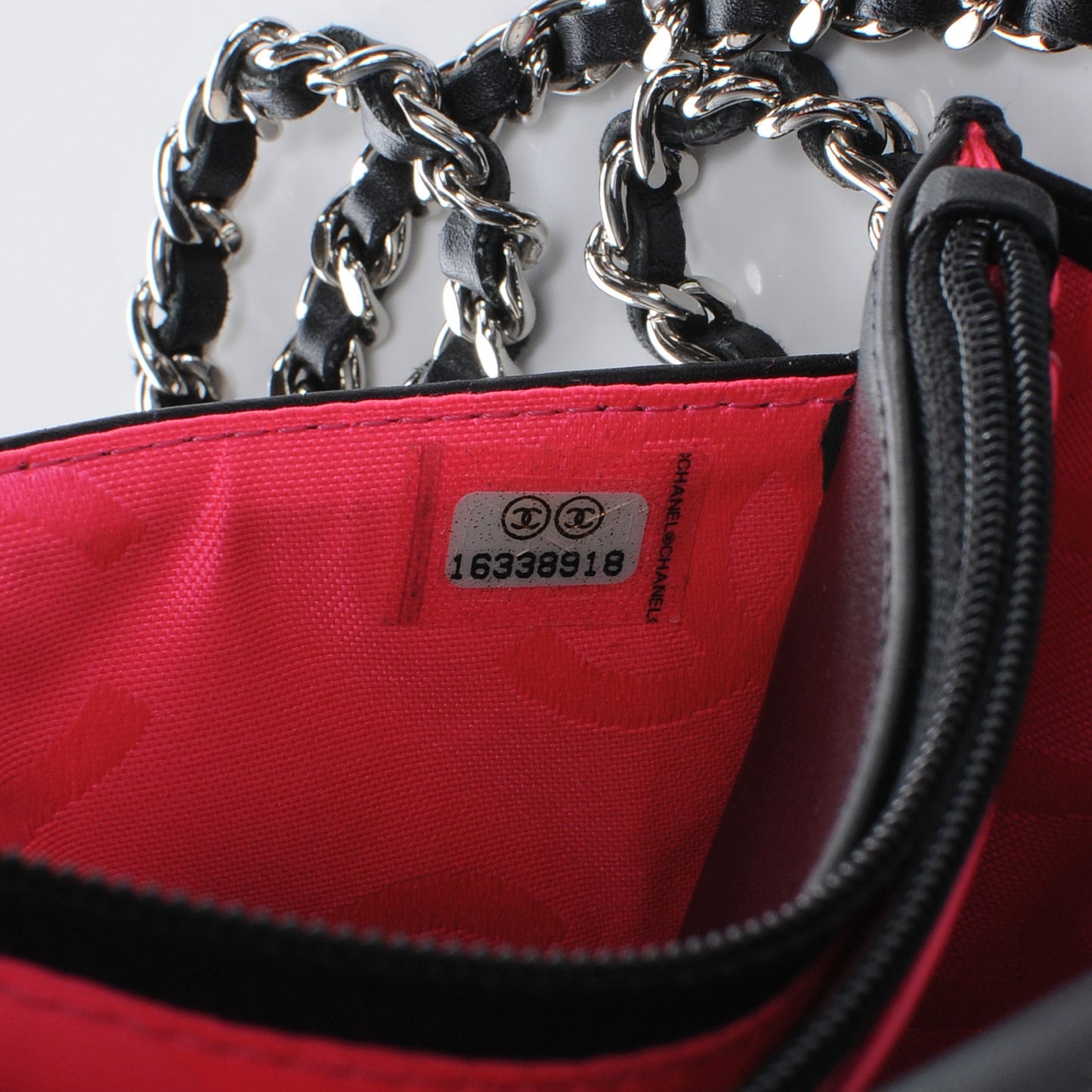 Calfskin Quilted Cambon Wallet On Chain WOC Black