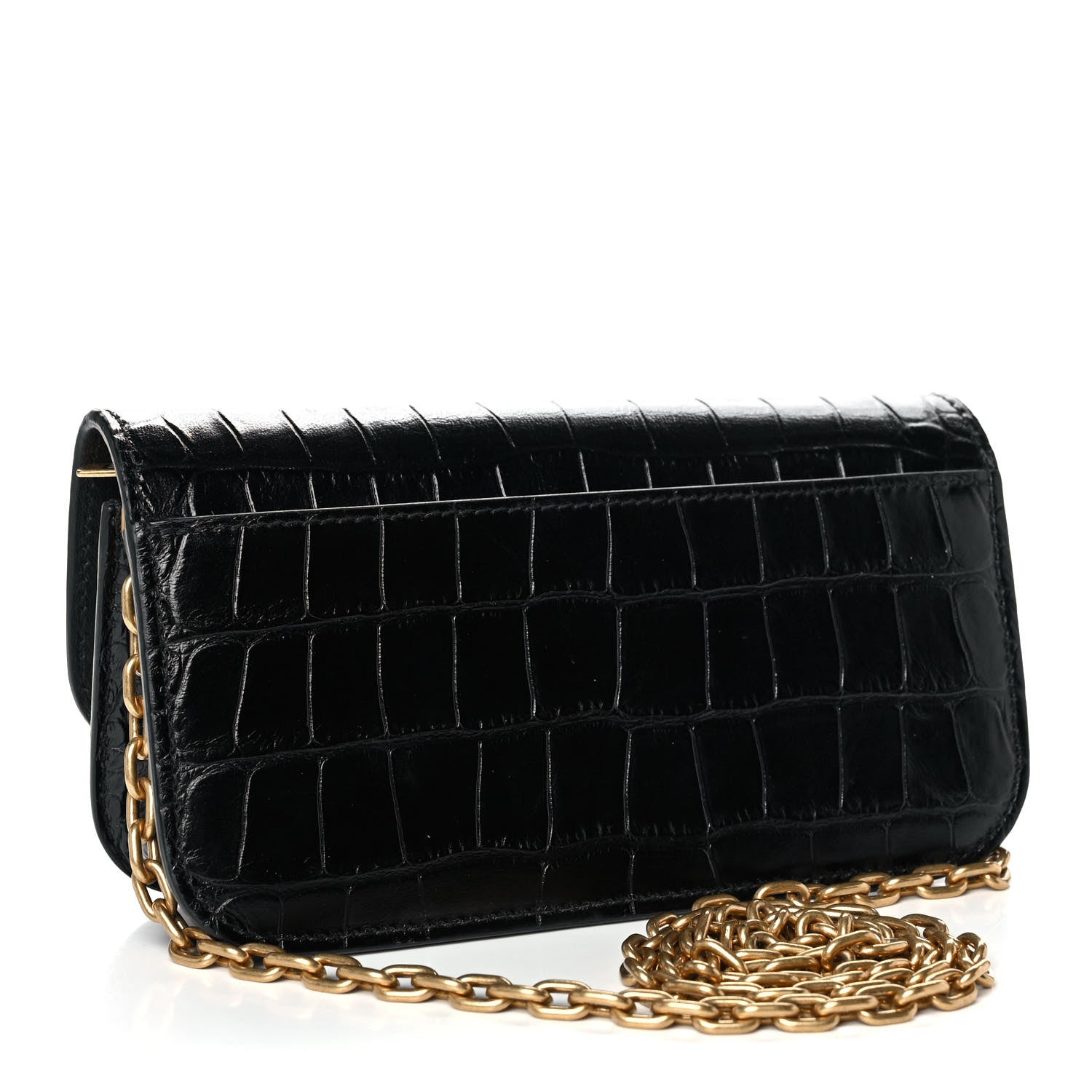 Balenciaga Extra Supple Calfskin Crocodile Embossed Gossip Chain Bag XS Black 3 of 10