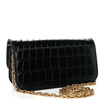 Balenciaga Extra Supple Calfskin Crocodile Embossed Gossip Chain Bag XS Black 3 of 10