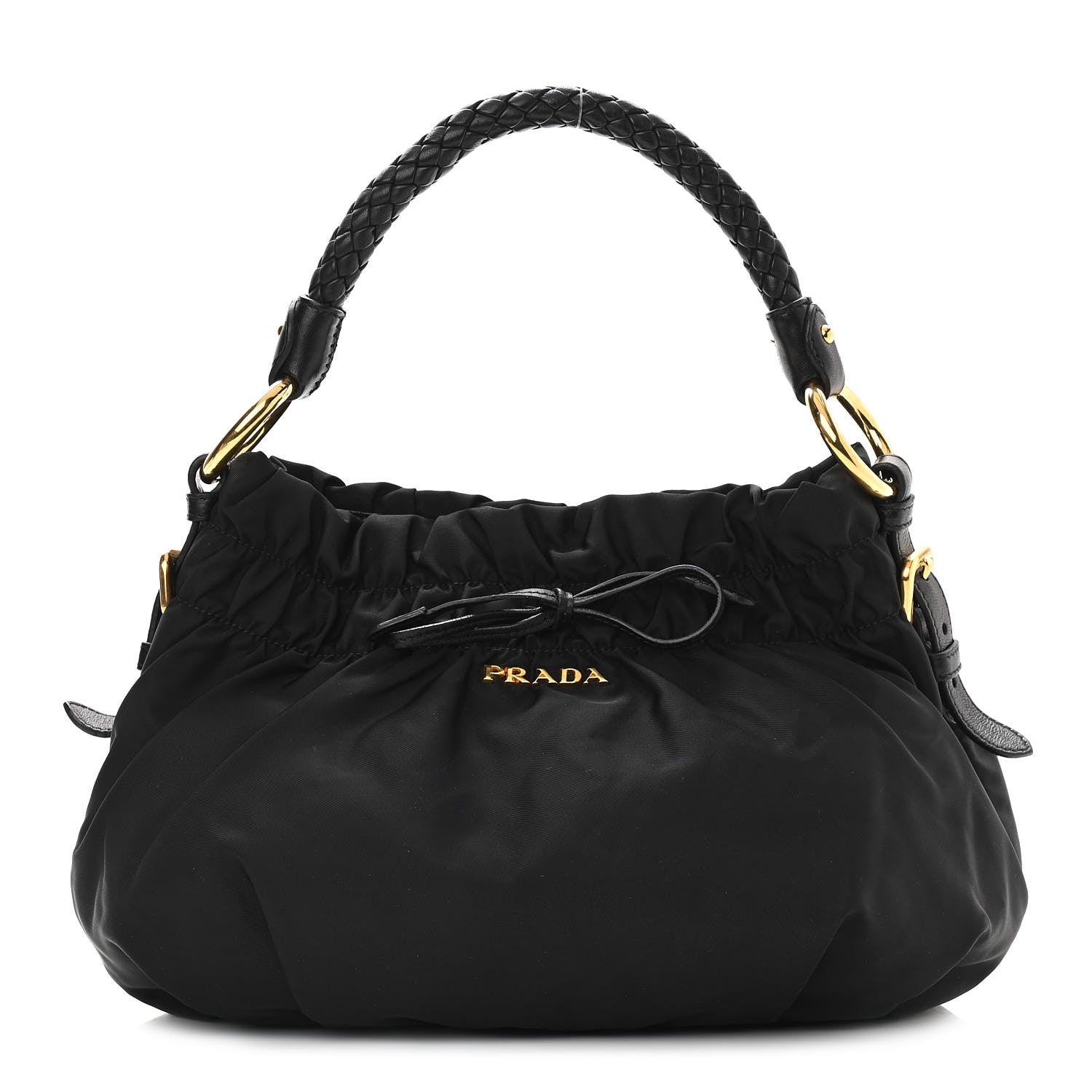 Prada Tessuto Nylon Braided Hobo Black 1 of 11