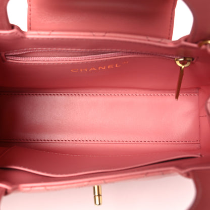 Chanel Shiny Aged Calfskin Quilted Nano Kelly Shopper Coral Pink 5 of 10