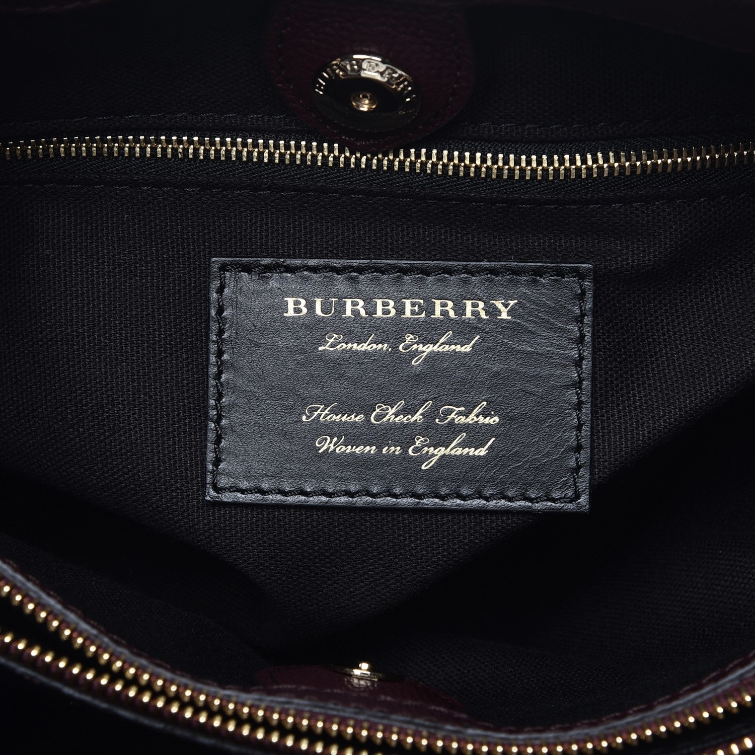 Burberry Grainy Calfskin House Check Medium Banner Tote Mahogany Red 7 of 9