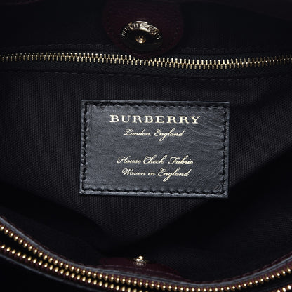 Burberry Grainy Calfskin House Check Medium Banner Tote Mahogany Red 7 of 9