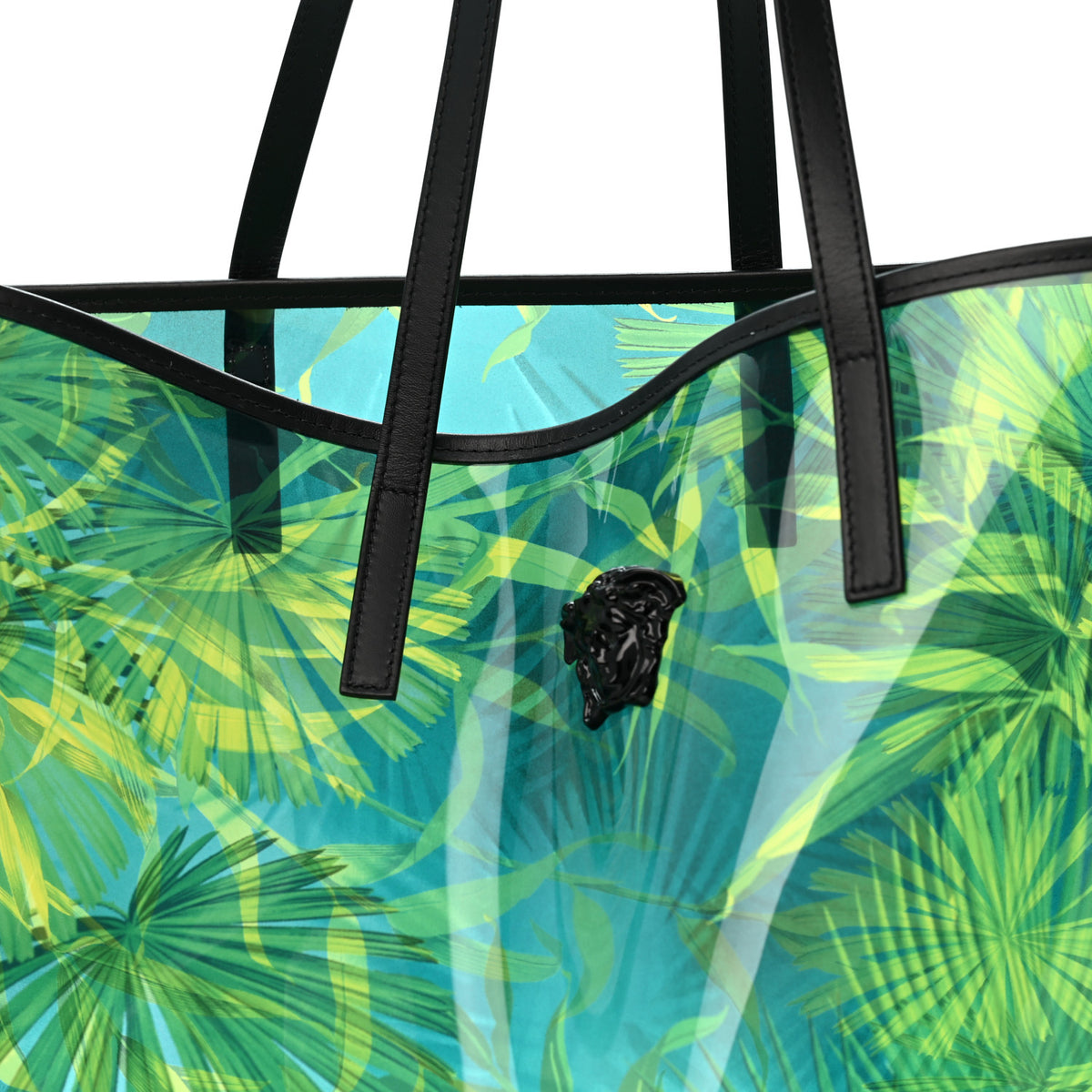 PVC Jungle Printed Tote Green Black Multicolor