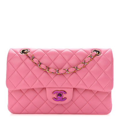 Chanel Lambskin Quilted Small Double Flap Pink Yellow 1 of 11