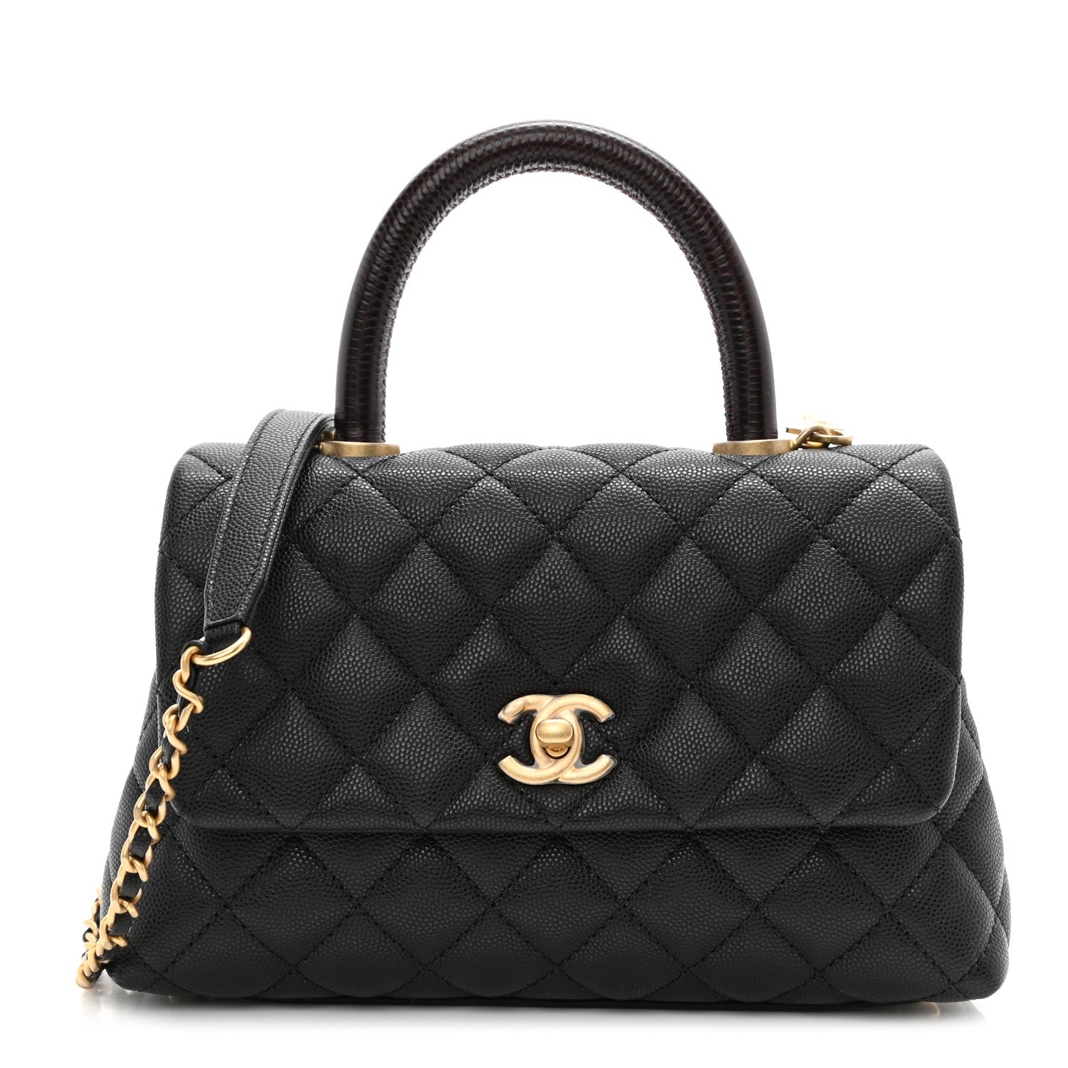 Chanel Caviar Lizard Embossed Quilted Mini Coco Handle Flap Black 1 of 9