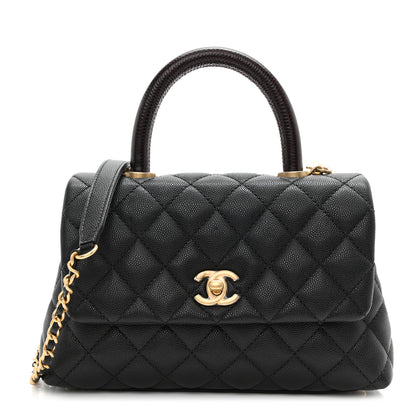 Chanel Caviar Lizard Embossed Quilted Mini Coco Handle Flap Black 1 of 9
