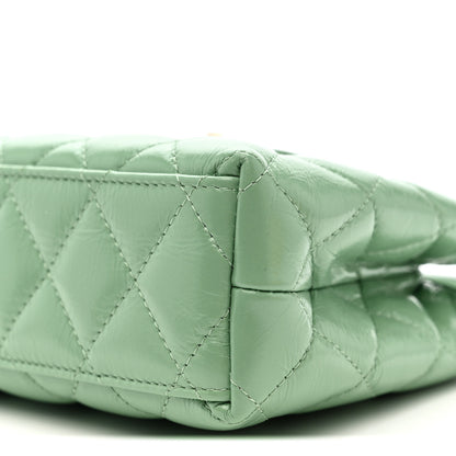 Chanel Shiny Aged Calfskin Quilted Nano Kelly Shopper Light Green 10 of 10
