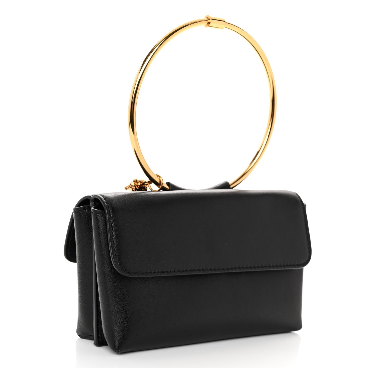 Versace Nappa Calfskin Medusa Ring Evening Clutch Bag Black 3 of 10