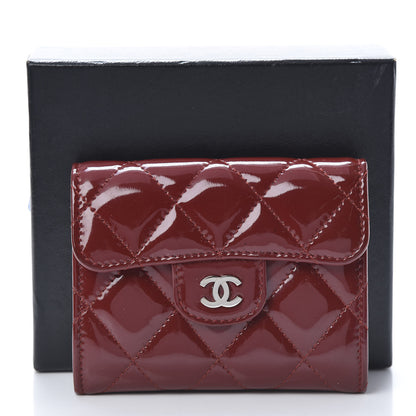 Chanel Patent Quilted Flap Card Holder Wallet Burgundy 13 of 13