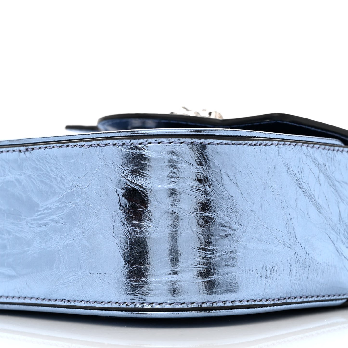 Metallic Crackled Lambskin Mini La Medusa Blue