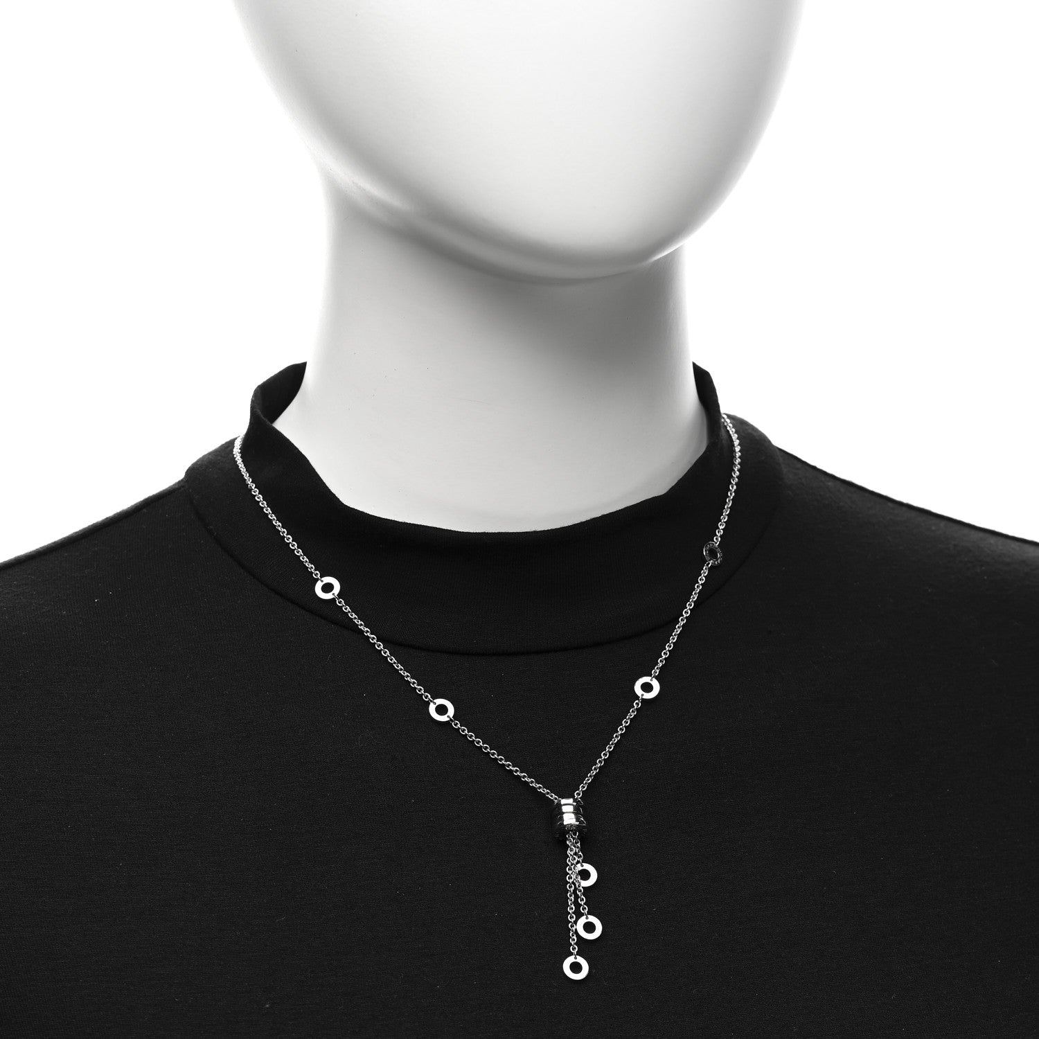 Bulgari 18K White Gold Diamond B.Zero1 Drop Necklace 2 of 5