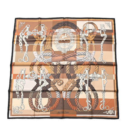 Hermes Silk Double Face Della Cavalleria Fine Scarf 90 Marron Beige Caramel 1 of 5