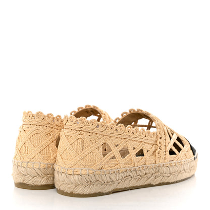 Chanel Raffia Fabric CC Espadrilles 36 Beige Black 4 of 9