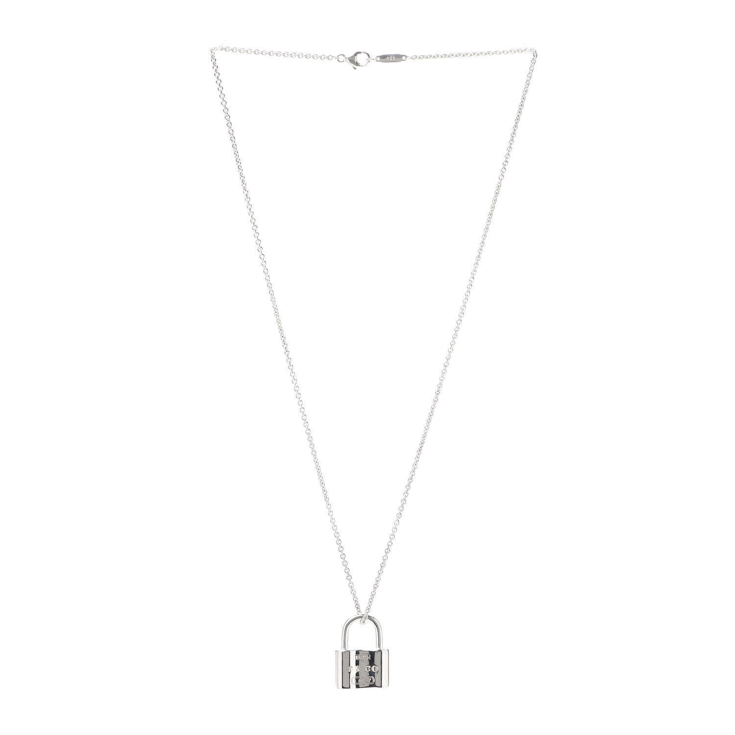 Tiffany Sterling Silver 1837 Lock Charm Pendant Necklace 3 of 5