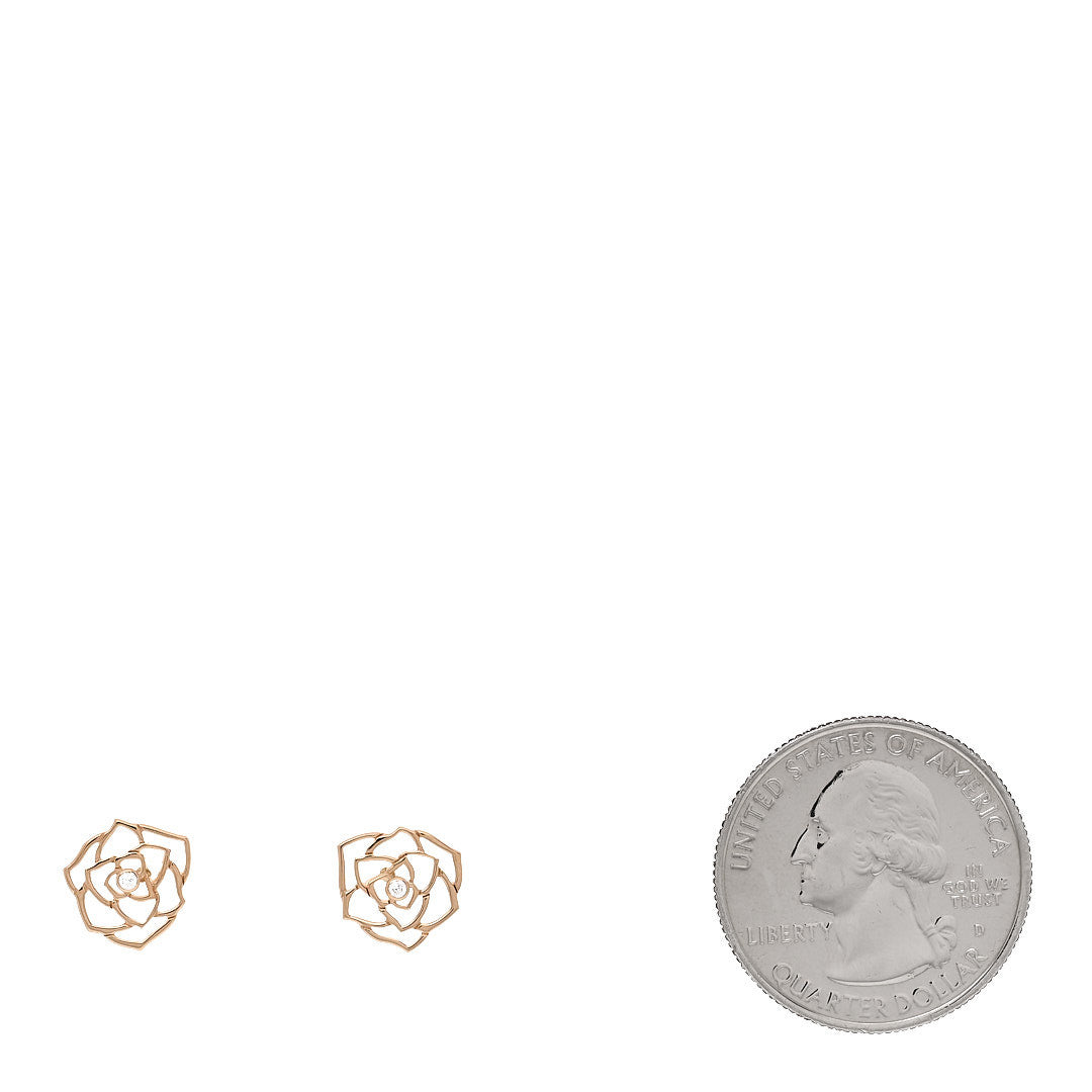 Piaget 18K Rose Gold Diamond Open Rose Earrings 2 of 5
