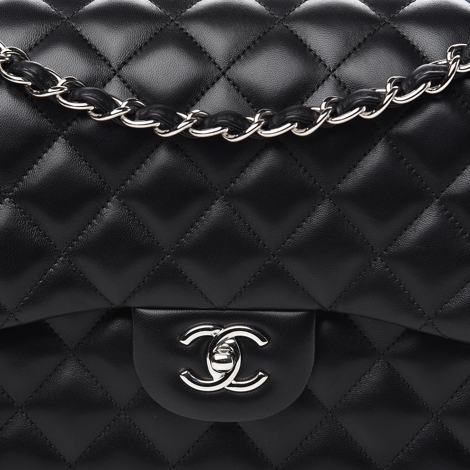 Chanel Lambskin Quilted Jumbo Double Flap Black 10 of 11