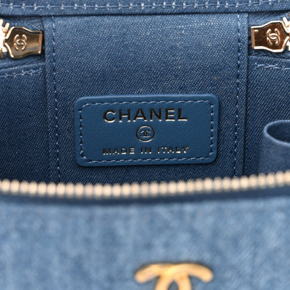 Chanel Denim Quilted Mini Pearl Crush Vanity Case With Chain 6 of 11
