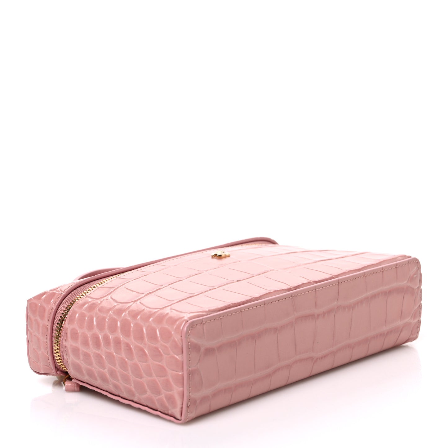 Calfskin Crocodile Embossed Crococo Exoticoco Vanity With Chain Light Pink