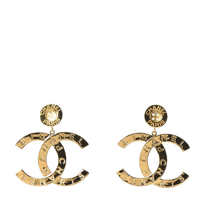 Chanel Metal Large Paris Button Earrings Gold 1 of 4