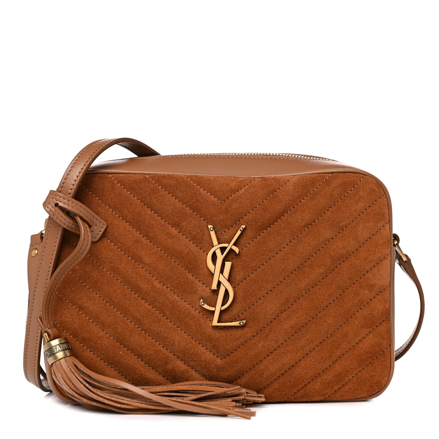 Suede Matelasse Monogram Lou Camera Bag Cinnamon