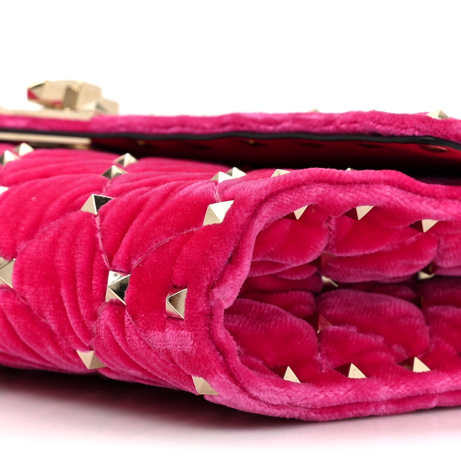 Valentino Garavani Velvet Rockstud Spike Wallet on Chain Disco Pink 7 of 11