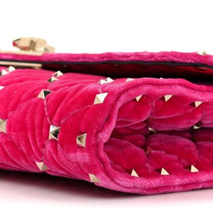 Valentino Garavani Velvet Rockstud Spike Wallet on Chain Disco Pink 7 of 11