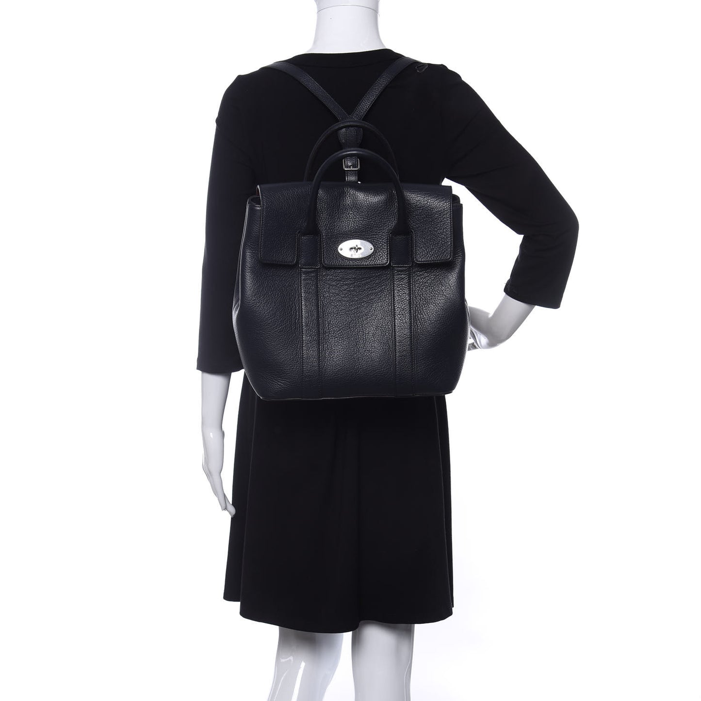 Classic Grain Calfskin Small Bayswater Backpack Midnight Blue