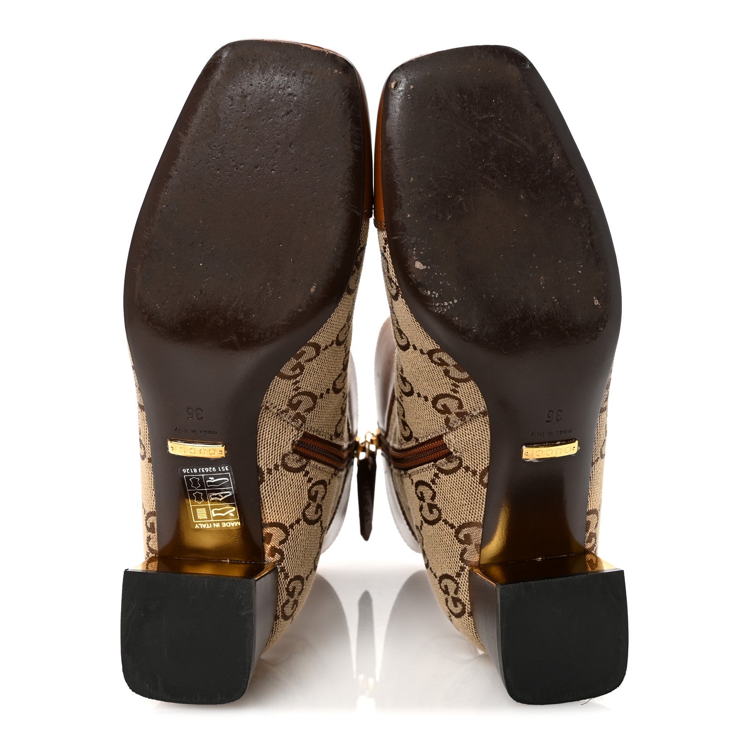 Gucci Monogram Cordovan Lux GG Ankle Boots 35 Beige Cuir 12 of 18