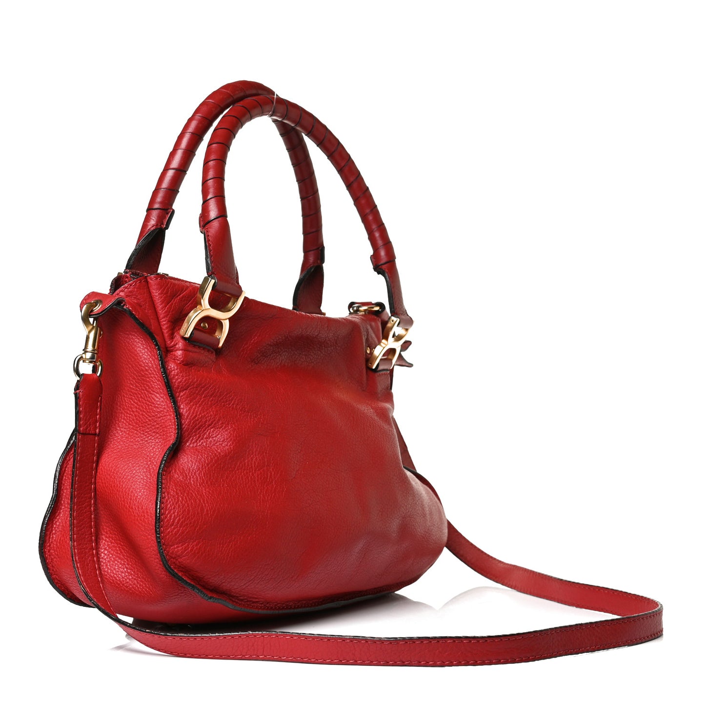 Calfskin Medium Marcie Satchel Peony Red